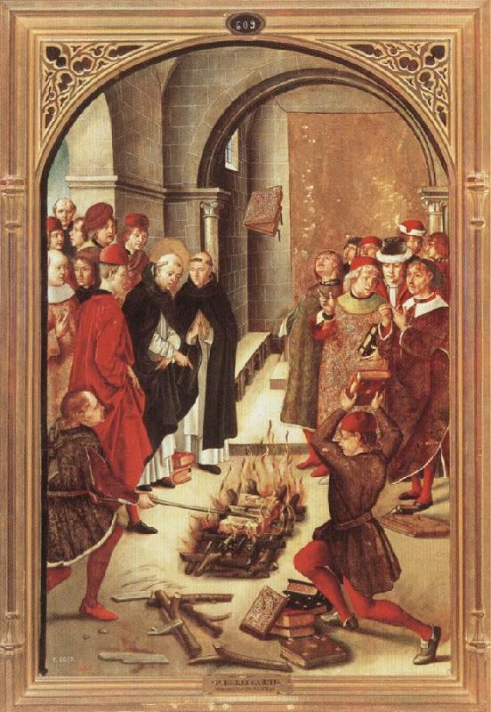 BERRUGUETE, Pedro Scenes from the Life of Saint Dominic:The Burning of the Books